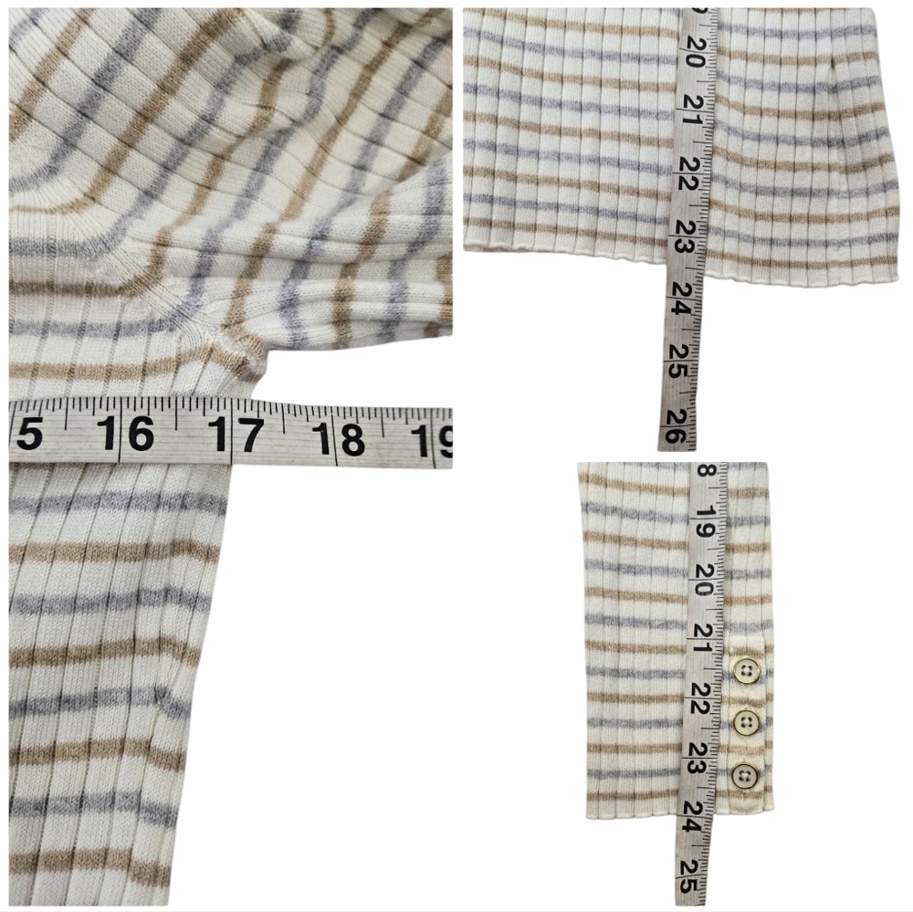 J. Mclaughlin Striped Ivory Button Cuff Light Kni… - image 8